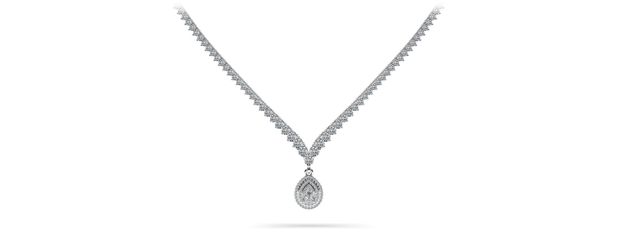 3 Prong Graduated V Diamond Necklace with 11.06 ct.(finished) - Luxury Time NYC